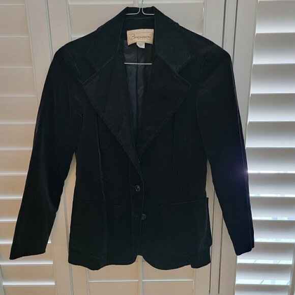 Vintage 1970's Era Black Velvet Blazer - Women's Size 9-10 - Bronson of Calif - Picture 2 of 7